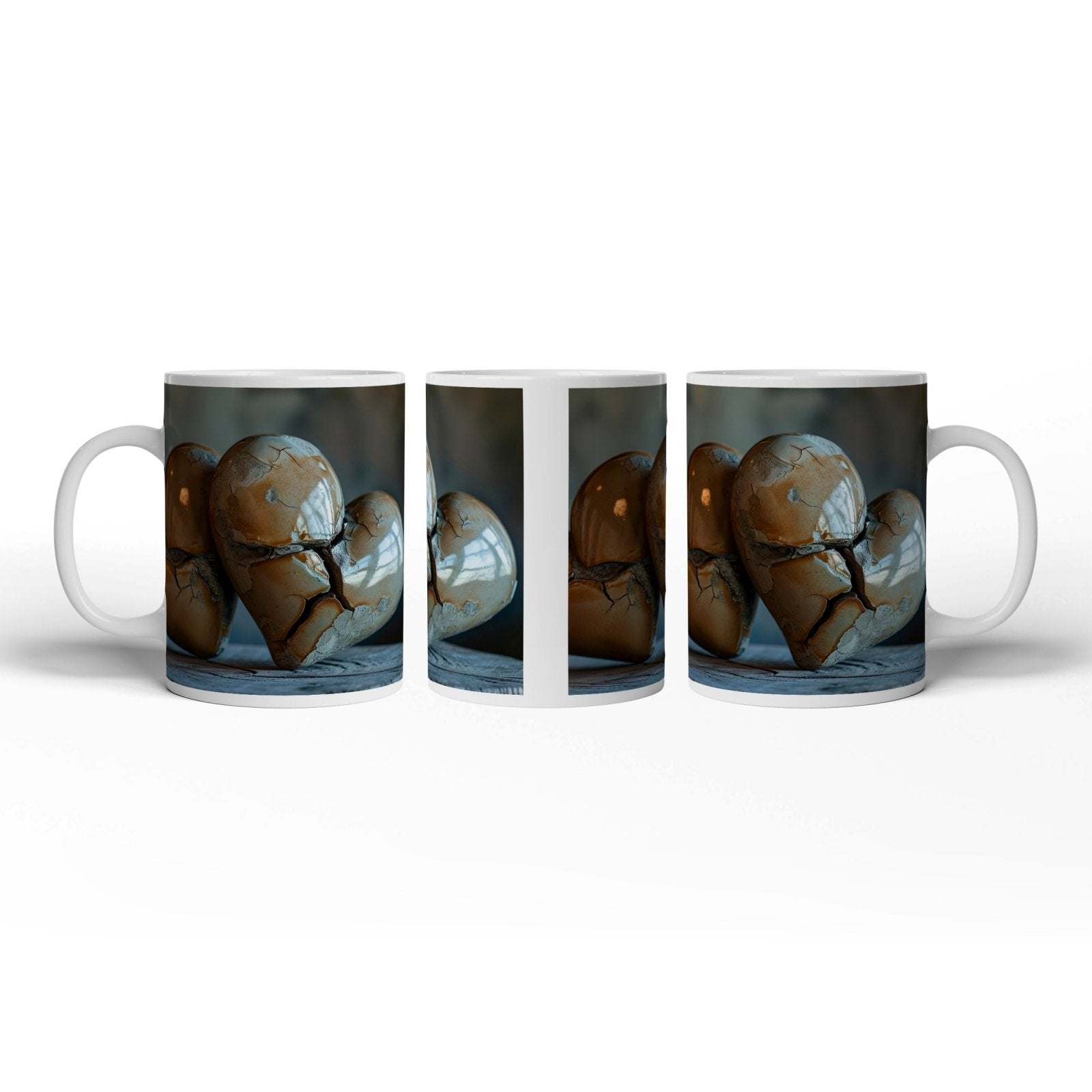 Motivtasse Zwei gebrochene Herzen – vereint in stiller Stärke. - deyoli