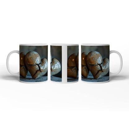 Motivtasse Zwei gebrochene Herzen – vereint in stiller Stärke. - deyoli