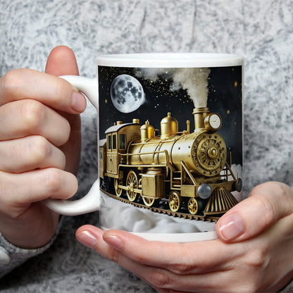 Motivtasse Zwischen Wolken und Sternen fährt der Zug der Fantasie. - deyoli