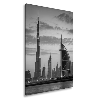 XXL Leinwandbild Dubai Skyline Burj Khalifa Abendhimmel 60x40 cm - deyoli