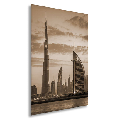 XXL Leinwandbild Dubai Skyline Burj Khalifa Abendhimmel 60x40 cm - deyoli