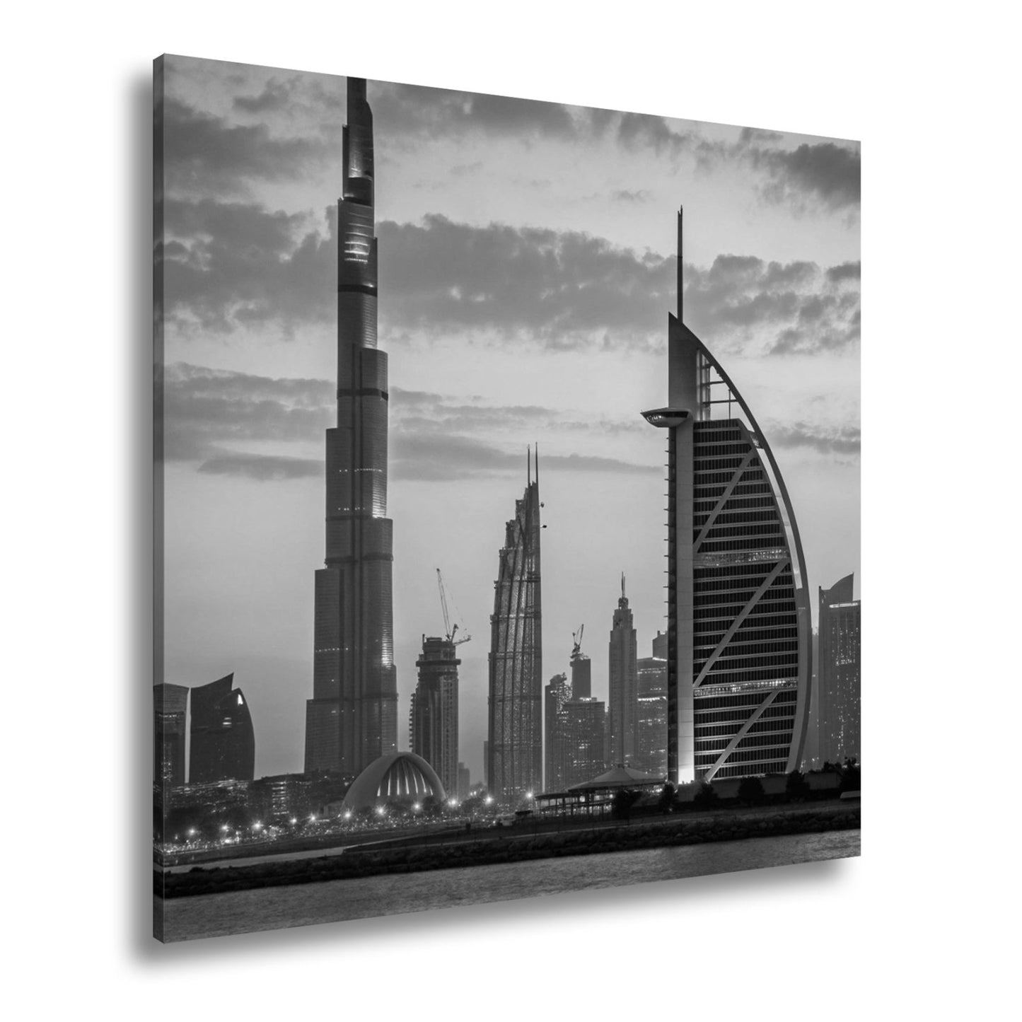 XXL Leinwandbild Dubai Skyline Burj Khalifa Abendhimmel 60x40 cm - deyoli