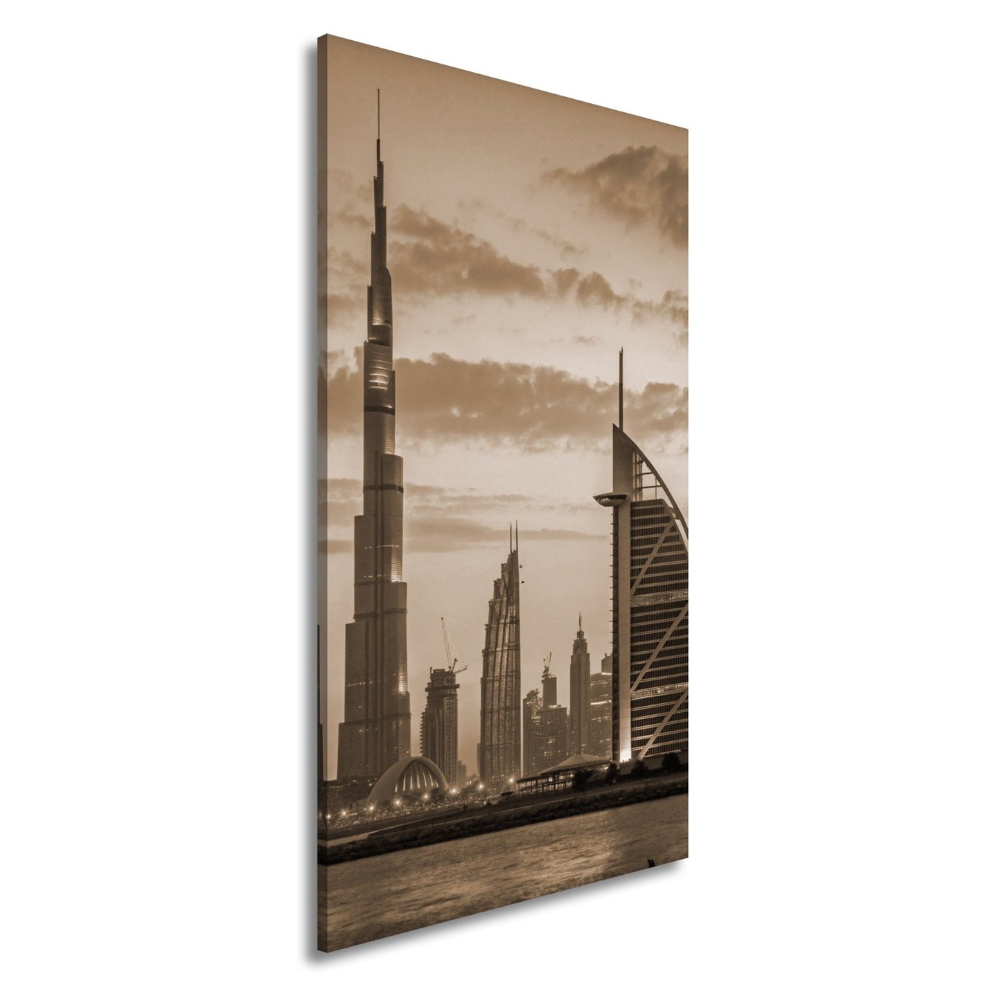 XXL Leinwandbild Dubai Skyline Burj Khalifa Abendhimmel 60x40 cm - deyoli