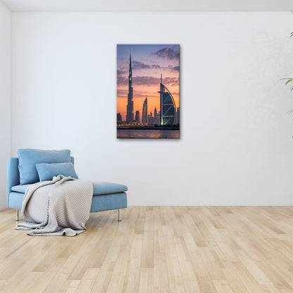 XXL Leinwandbild Dubai Skyline Burj Khalifa Abendhimmel 60x40 cm - deyoli