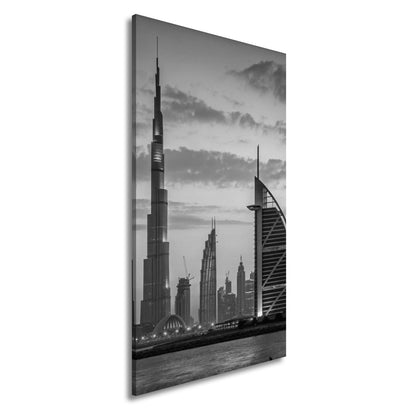 XXL Leinwandbild Dubai Skyline Burj Khalifa Abendhimmel 60x40 cm - deyoli