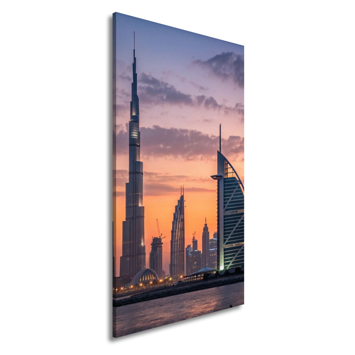 XXL Leinwandbild Dubai Skyline Burj Khalifa Abendhimmel 60x40 cm - deyoli