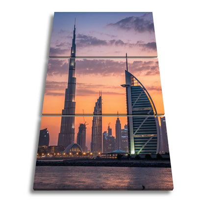 XXL Leinwandbild Dubai Skyline Burj Khalifa Abendhimmel 60x40 cm - deyoli