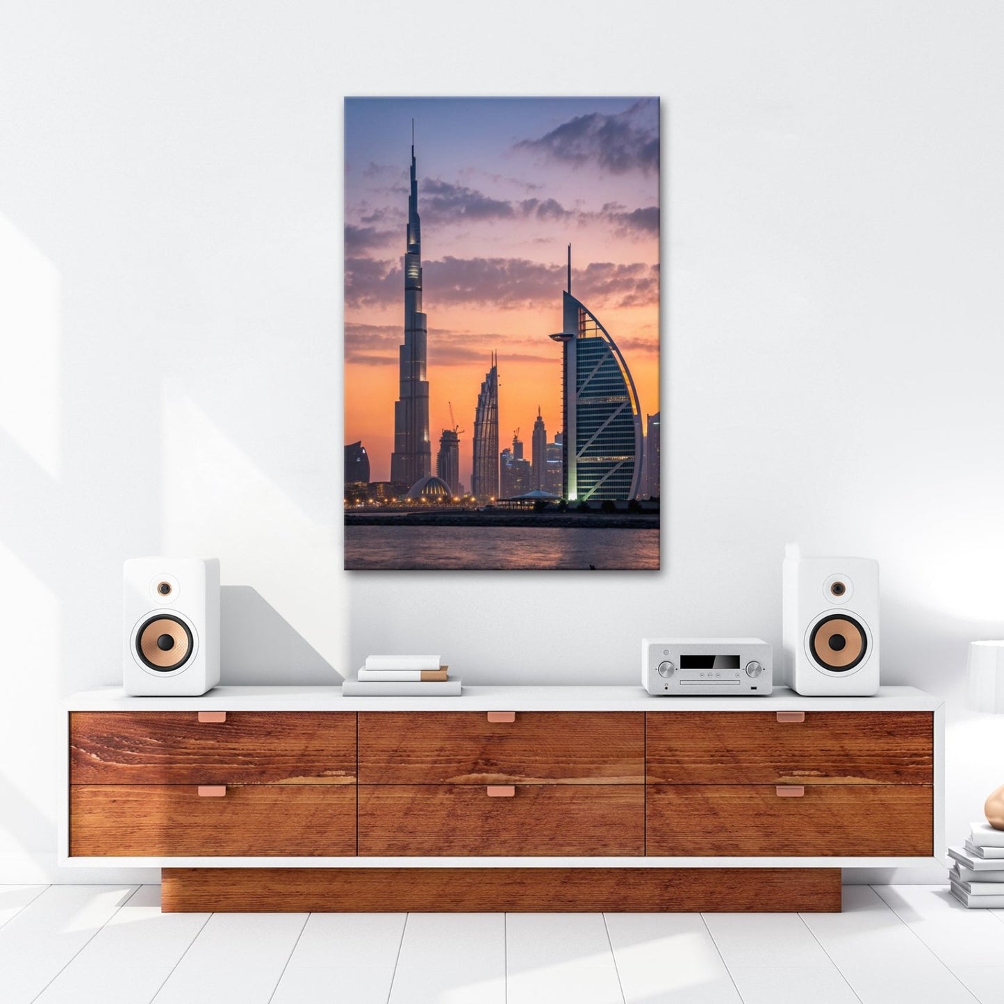 XXL Leinwandbild Dubai Skyline Burj Khalifa Abendhimmel 60x40 cm - deyoli