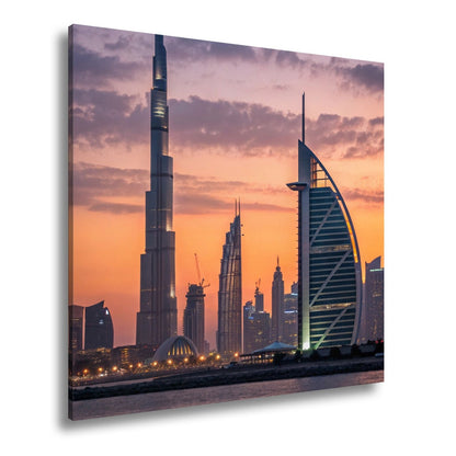 XXL Leinwandbild Dubai Skyline Burj Khalifa Abendhimmel 60x40 cm - deyoli