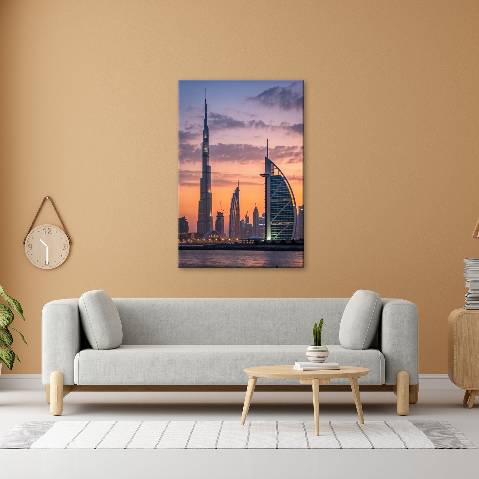 XXL Leinwandbild Dubai Skyline Burj Khalifa Abendhimmel 60x40 cm - deyoli