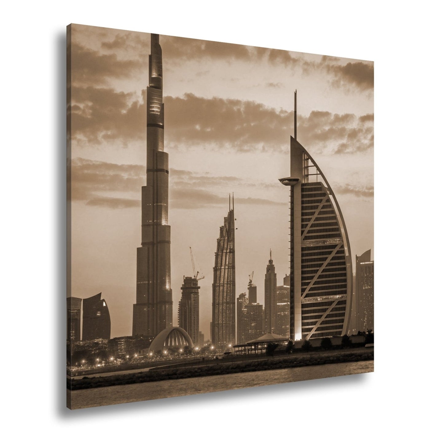 XXL Leinwandbild Dubai Skyline Burj Khalifa Abendhimmel 60x40 cm - deyoli
