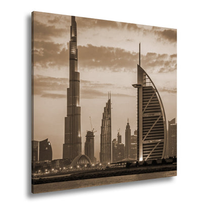 XXL Leinwandbild Dubai Skyline Burj Khalifa Abendhimmel 60x40 cm - deyoli