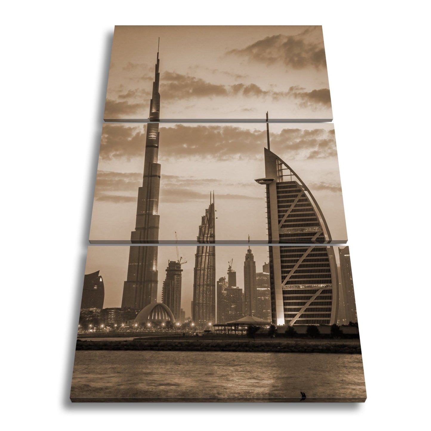 XXL Leinwandbild Dubai Skyline Burj Khalifa Abendhimmel 60x40 cm - deyoli