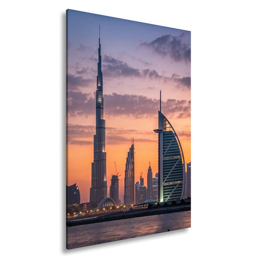 XXL Leinwandbild Dubai Skyline Burj Khalifa Abendhimmel 60x40 cm - deyoli